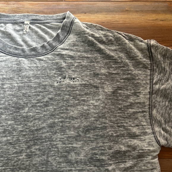 Free People Intimately Sleep Shirt Cozy Cool Girl Good Vibes Grey Burnout - Picture 5 of 5